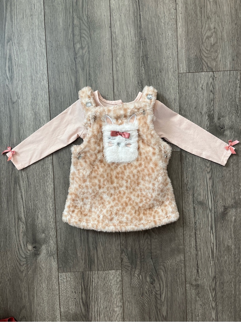 Little Lass Baby Toddler Girl 2 Piece Faux Fur Jumper Set Leopard 18 Month Cat
